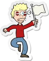 sticker of a cartoon frightened boy giving up png