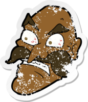 retro distressed sticker of a cartoon angry old man png