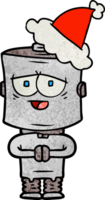 textured cartoon of a robot wearing santa hat png