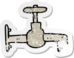 retro distressed sticker of a cartoon faucet png