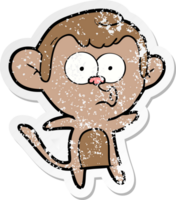 distressed sticker of a cartoon surprised monkey png