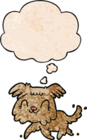 cartoon dog and thought bubble in grunge texture pattern style png