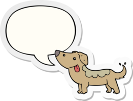 cão de desenho animado e adesivo de bolha de fala png