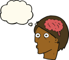 cartoon head with brain symbol with thought bubble png