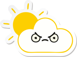 sticker of a cute cartoon sunshine and cloud png