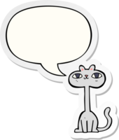 chat de dessin animé et autocollant de bulle de dialogue png