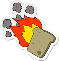 autocollant d'un toast brûlé de dessin animé png