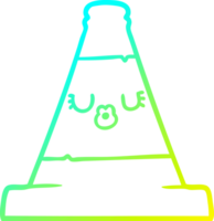 cold gradient line drawing cartoon road traffic cone png