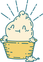 traditional tattoo style ice cream character png