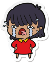 sticker of a cartoon girl crying png