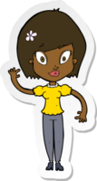 sticker of a cartoon pretty woman waving png