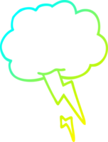 cold gradient line drawing cartoon storm cloud with lightning png