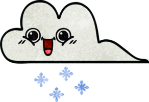 nube de nieve de dibujos animados de textura grunge retro png