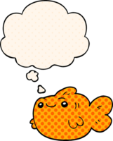 cartoon fish and thought bubble in comic book style png