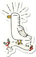 grunge sticker of tattoo style seagull bird png