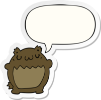 tecknad björn och pratbubbla klistermärke png