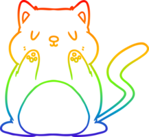 rainbow gradient line drawing cartoon cat png