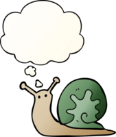 cartoon snail and thought bubble in smooth gradient style png