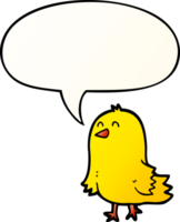 pájaro de dibujos animados y burbuja de habla en estilo degradado suave png