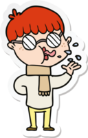 sticker of a cartoon boy wearing spectacles png