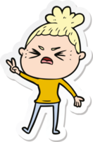 sticker of a cartoon angry woman png