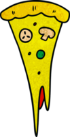 textured cartoon doodle of a slice of pizza png