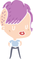 plano color estilo dibujos animados niña con punk hipster Corte de pelo png