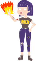 ilustración de color plano de una chica de rock de dibujos animados png