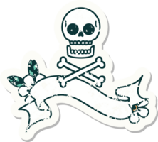 grunge sticker with banner of cross bones png