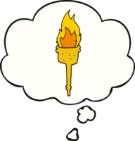 cartoon flaming torch and thought bubble png