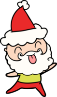 man with beard sticking out tongue wearing santa hat png