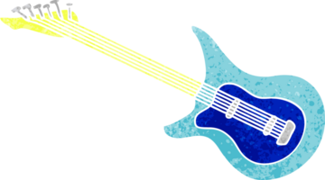 doodle retrò dei cartoni animati di una chitarra png