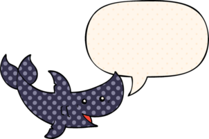 tubarão de desenho animado e bolha de fala no estilo de quadrinhos png