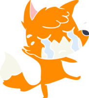 huilende vos egale kleurstijl cartoon png