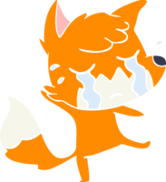 crying fox flat color style cartoon png