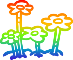 arco iris gradiente línea dibujo dibujos animados flores png