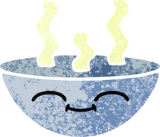 retro illustration style cartoon bowl of hot soup png