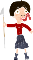 cartoon woman with spear sticking out tongue png