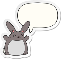 lapin de dessin animé et autocollant de bulle de dialogue png