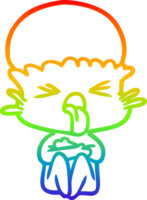 desenho de linha de gradiente de arco-íris estranho desenho animado alienígena png