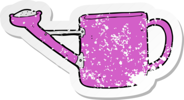 retro distressed sticker of a watering can cartoon png