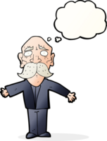 cartoon disapointed old man with thought bubble png