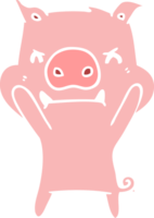 angry flat color style cartoon pig png