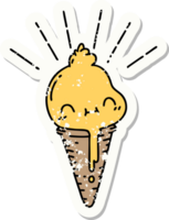 grunge sticker of tattoo style ice cream character png