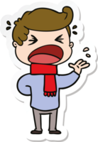 sticker of a cartoon shouting man png