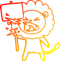caldo gradiente disegno cartone animato leone ruggente manifestante png