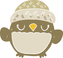 chouette de dessin animé mignon style couleur plat au chapeau png