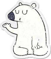 distressed sticker of a cartoon polar bear png