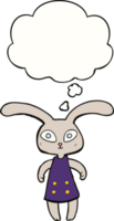 lapin de dessin animé mignon et bulle de pensée png