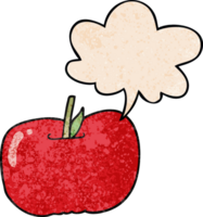 pomme de dessin animé et bulle de dialogue dans un style de texture rétro png